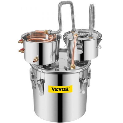 VEVOR Moonshine Still Distiller 3Gal 12L Stainless Steel Water Distiller Copper Tube with Circulating Pump Home Brewing Kit Build-in Thermometer for DIY Whisky Wine Brandy Spirits 