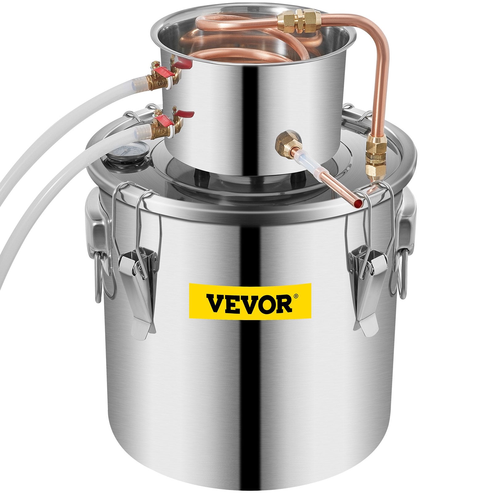 VEVOR Moonshine Still 5 Gal 21L, Distillery Kit with Circulating Pump, Alcohol Still Copper Tube, Whiskey Distilling Kit w/Build-In Thermometer, Whiskey Making Kit for DIY Alcohol, Stainless Steel 