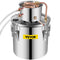 VEVOR Moonshine Still Distiller 5Gal 21L Stainless Steel Water Distiller Copper Tube Home Brewing Kit Build-in Thermometer for DIY Whisky Wine Brandy Sliver