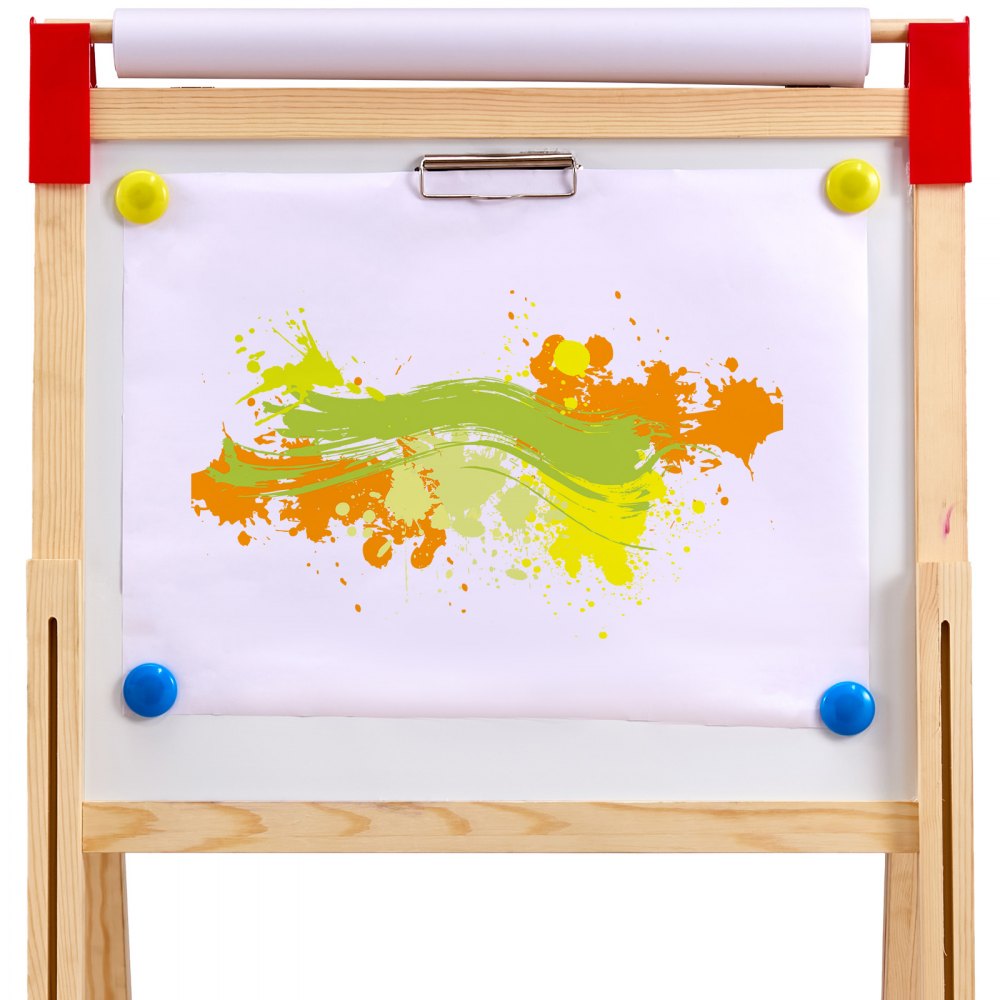 VEVOR 3-in-1 Kids Art Easel Double-Sided Wooden Magnetic Whiteboard Chalkboard 