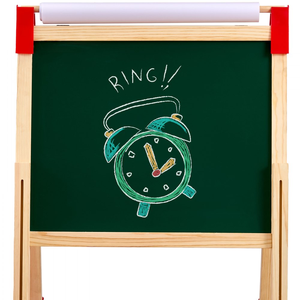 VEVOR 3-in-1 Kids Art Easel Double-Sided Wooden Magnetic Whiteboard Chalkboard 