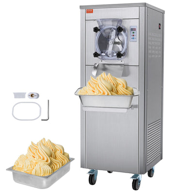 VEVOR Commercial Ice Cream Machine, 18 L/H Yield, 1780W Single Flavor Hard Serve Ice Cream Maker with Wheels, 6L Stainless Steel Cylinder, LED Panel Auto Clean Pre-cooling, for Restaurant Snack Bars 