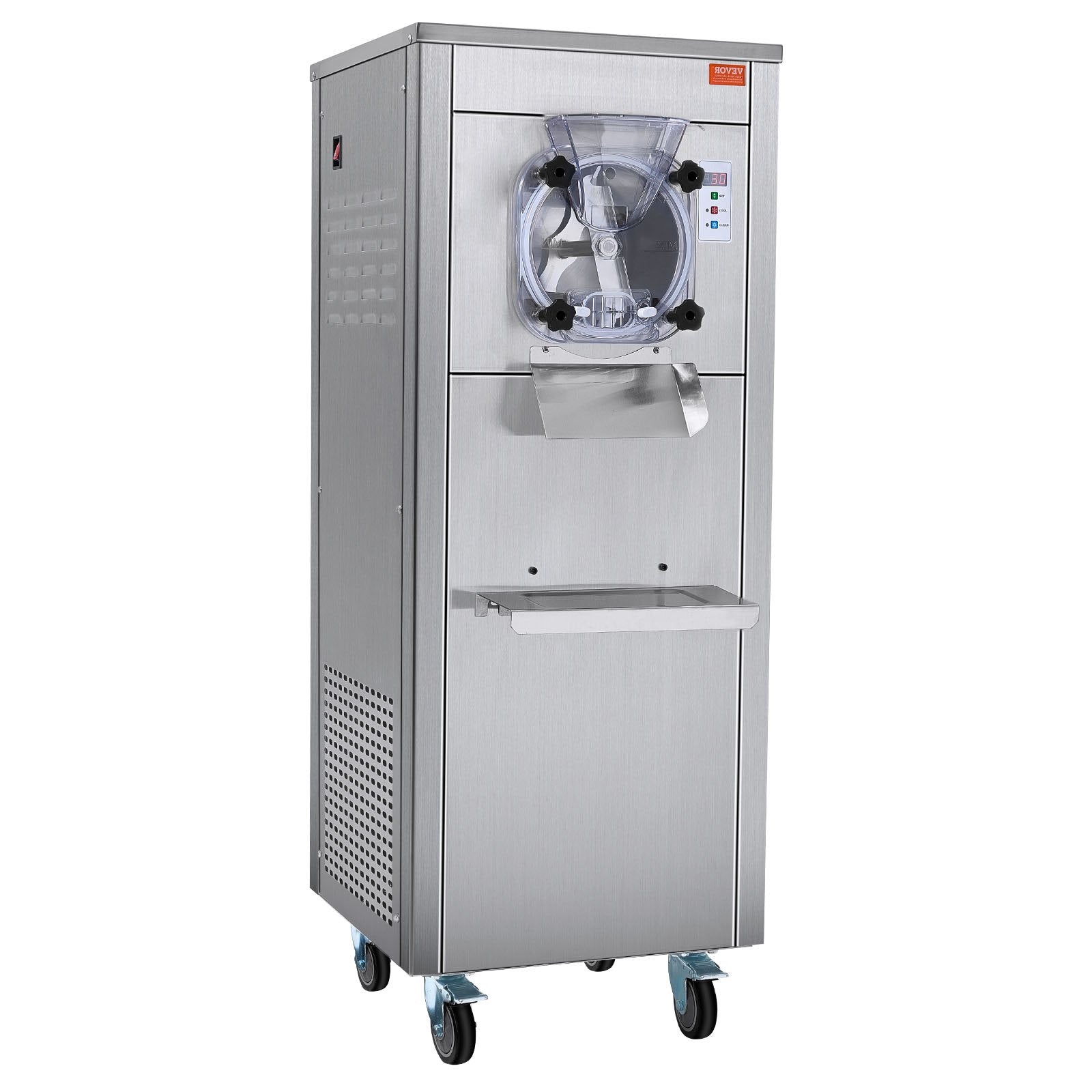 VEVOR Commercial Ice Cream Machine, 18 L/H Yield, 1780W Single Flavor Hard Serve Ice Cream Maker with Wheels, 6L Stainless Steel Cylinder, LED Panel Auto Clean Pre-cooling, for Restaurant Snack Bars 