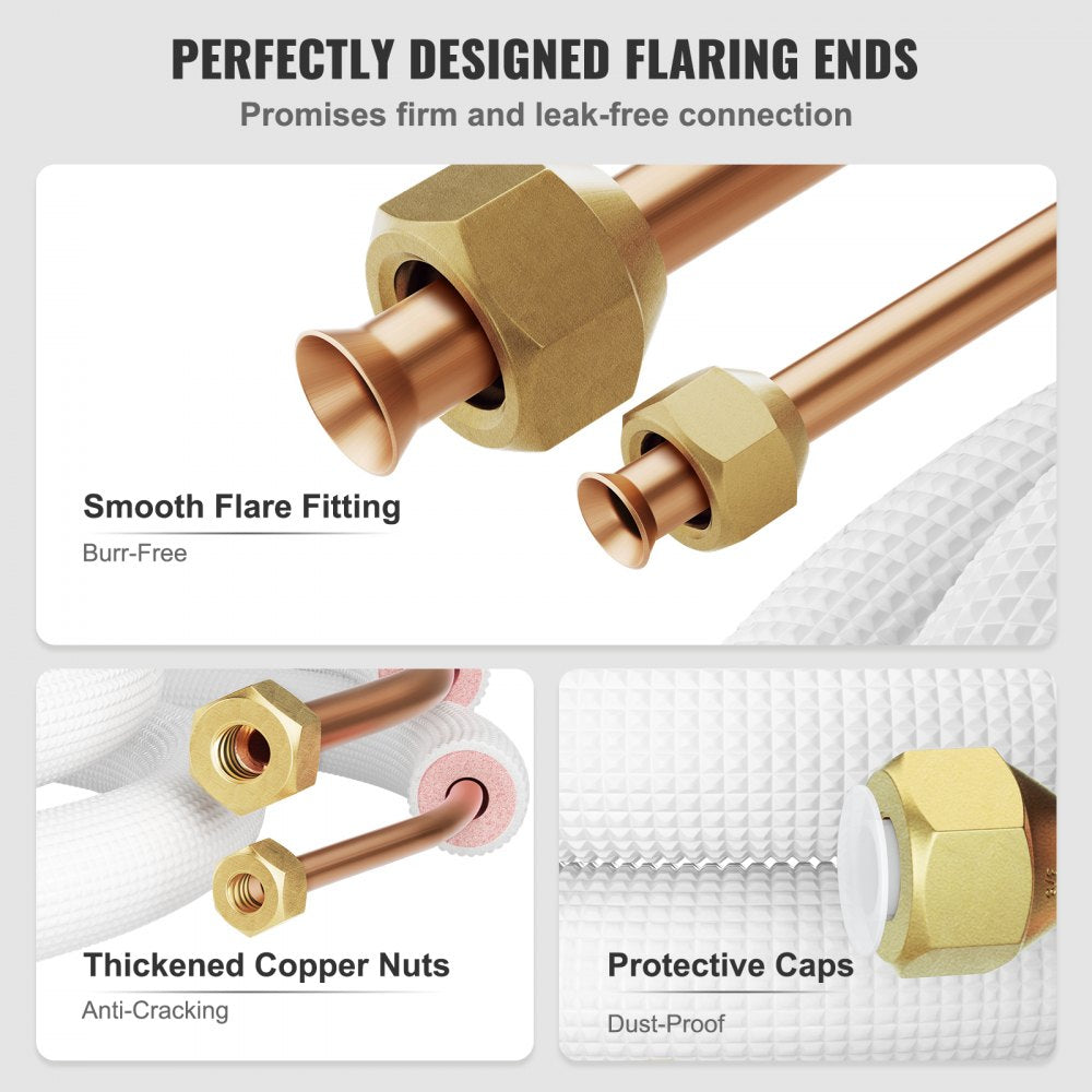 Copper Line Set Copper Pipes for Mini Split Air Conditioner 25' 3/8" & 5/8" OD 