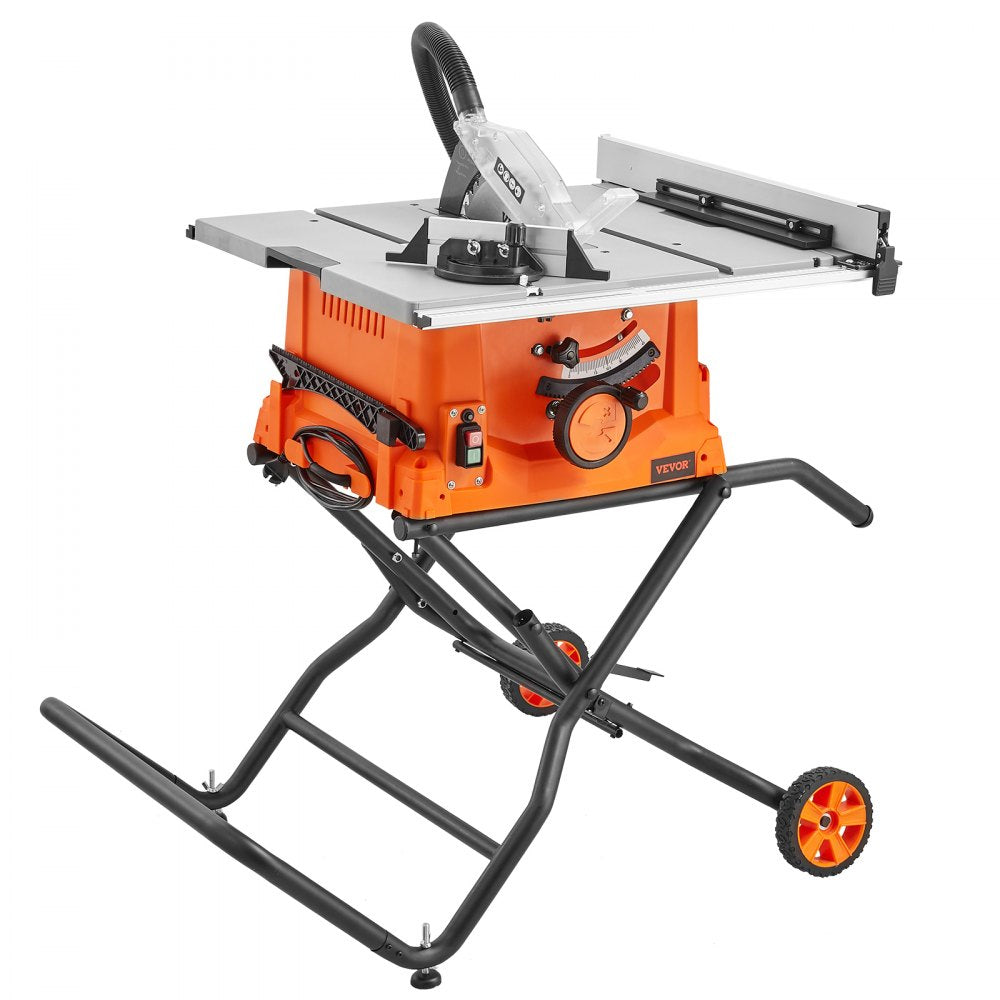 VEVOR 10" Table Saw w/ Stand Electric Cutting Machine 5000RPM 25-in Rip Capacity 