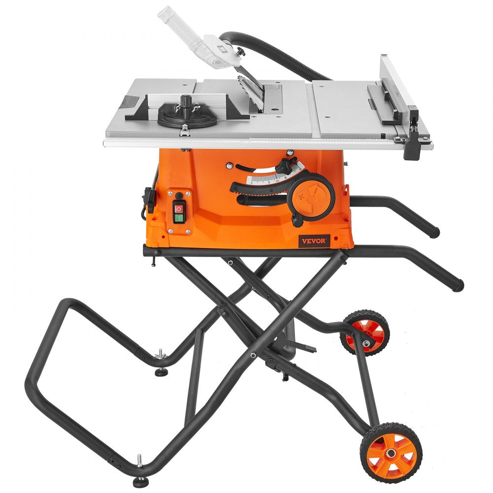 VEVOR 10" Table Saw w/ Stand Electric Cutting Machine 5000RPM 25-in Rip Capacity 