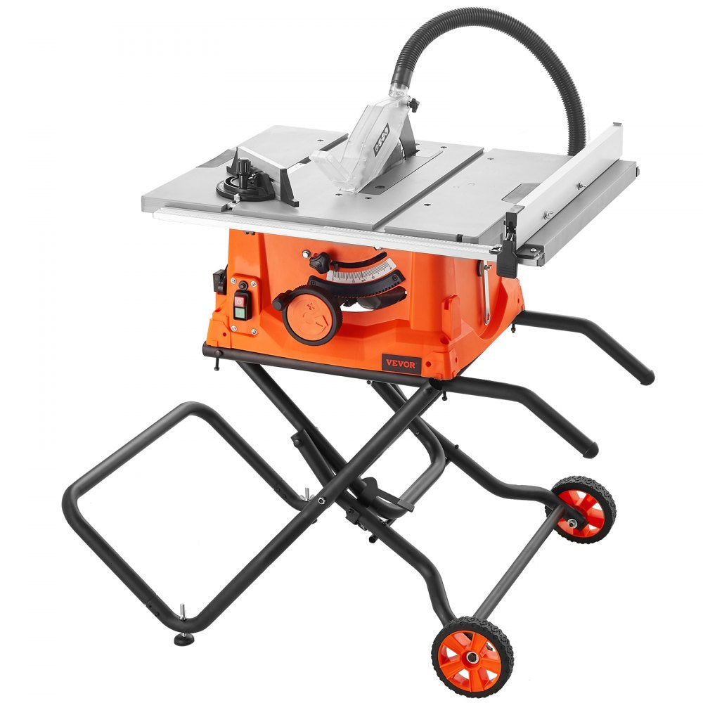 VEVOR 10" Table Saw w/ Stand Electric Cutting Machine 5000RPM 25-in Rip Capacity 