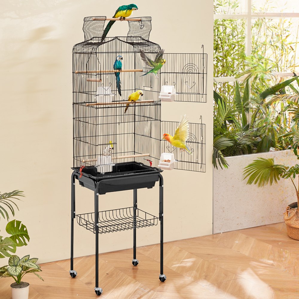 VEVOR Large Bird Cage 62 in Rolling Metal Parakeet Cage for Cockatiels Parrot 