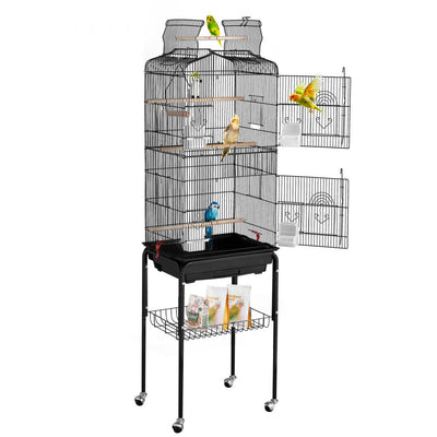 VEVOR Large Bird Cage 62 in Rolling Metal Parakeet Cage for Cockatiels Parrot 