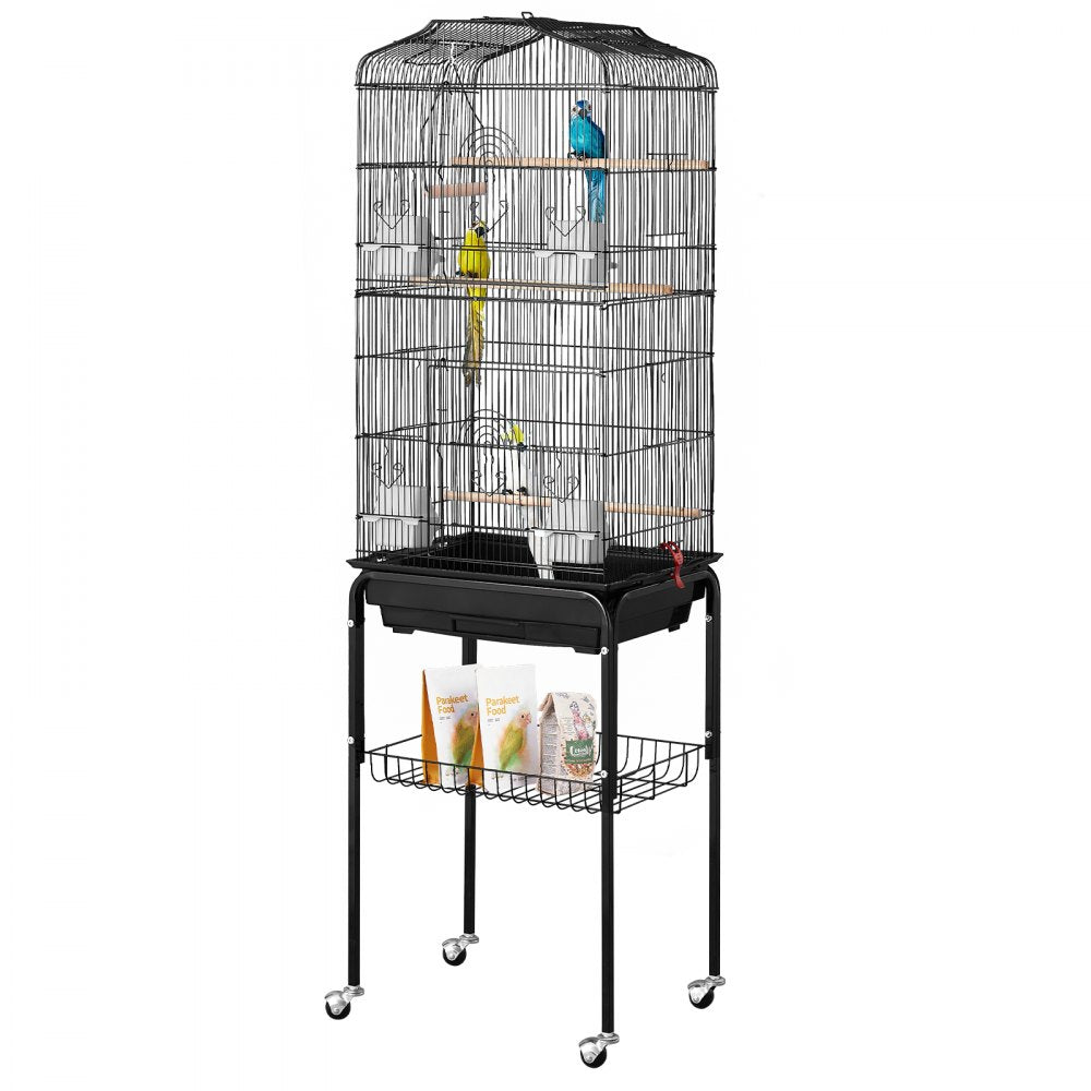 VEVOR Large Bird Cage 62 in Rolling Metal Parakeet Cage for Cockatiels Parrot 