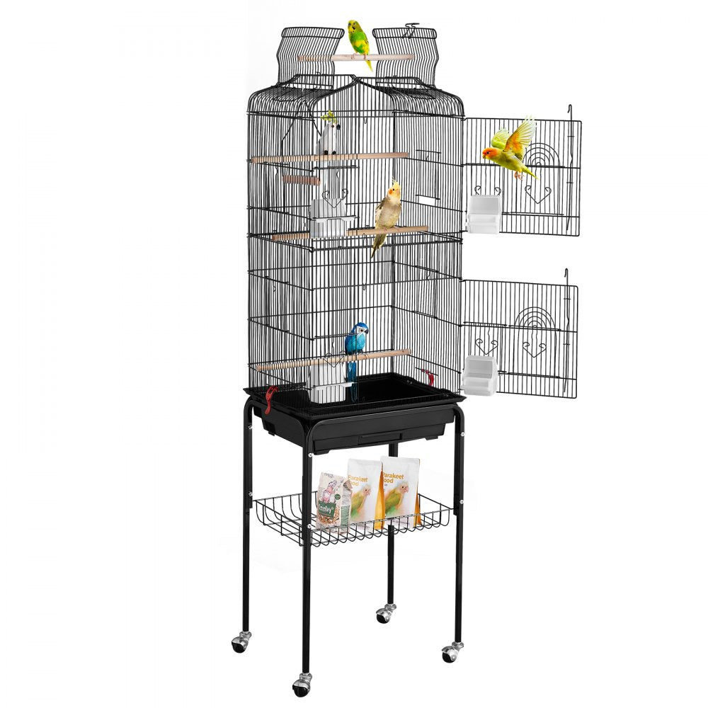 VEVOR Large Bird Cage 62 in Rolling Metal Parakeet Cage for Cockatiels Parrot 
