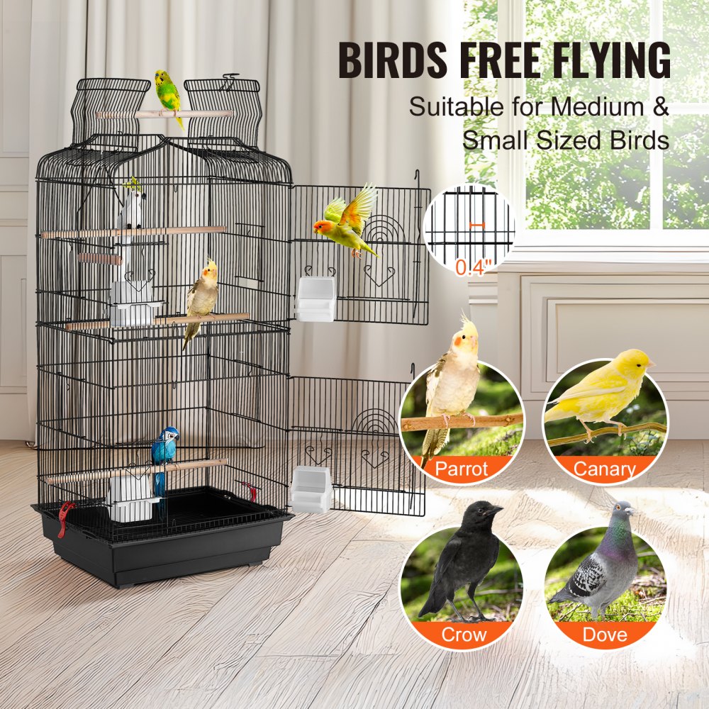 VEVOR Bird Flight Cage 39 in Hanging Metal Parakeet Cage for Cockatiels Parrot 