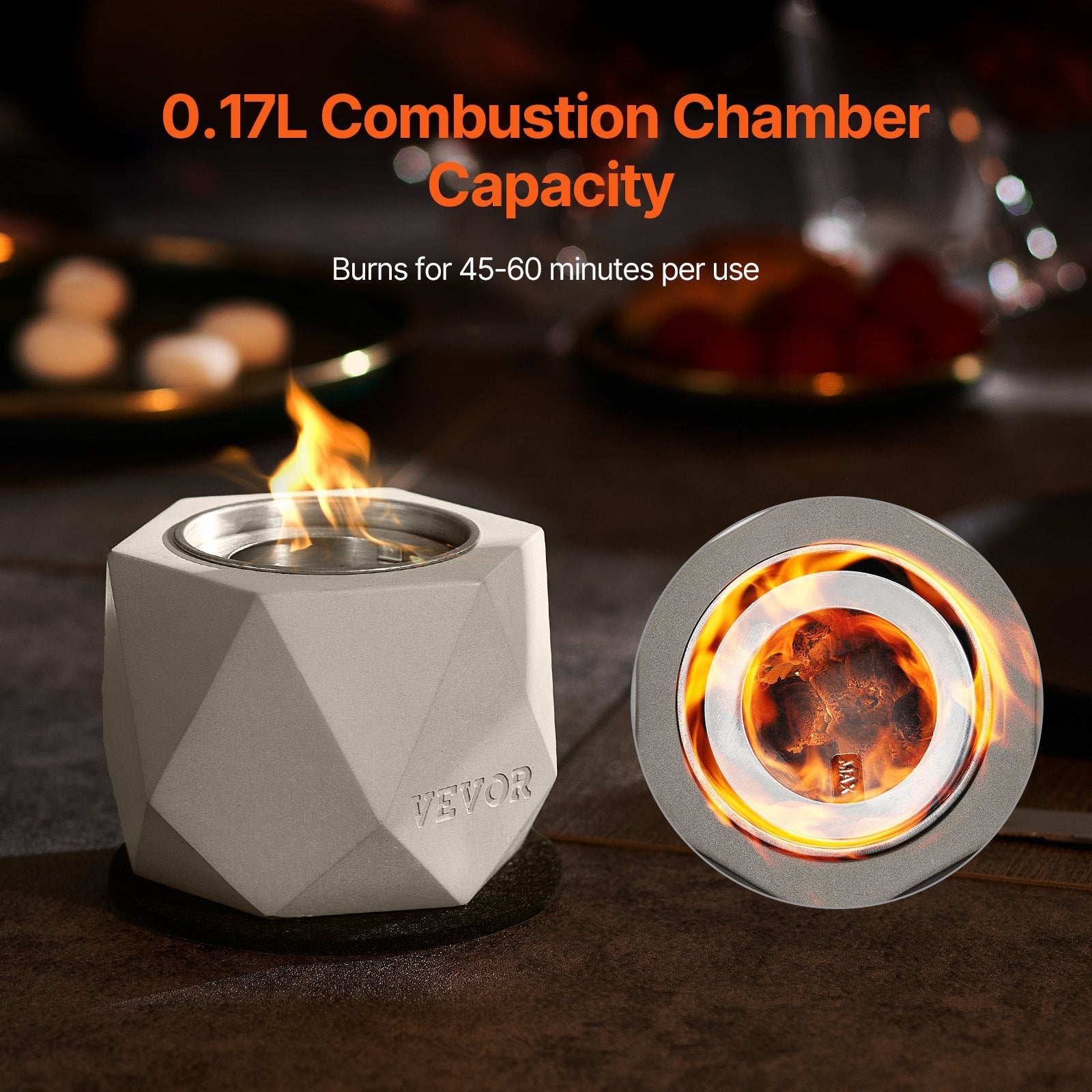 VEVOR Tabletop Fire Pit Bowl Concrete Fireplace Indoor Outdoor for Patio 