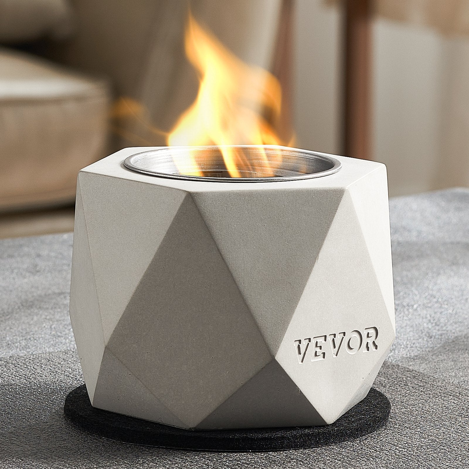 VEVOR Tabletop Fire Pit Bowl Concrete Fireplace Indoor Outdoor for Patio 