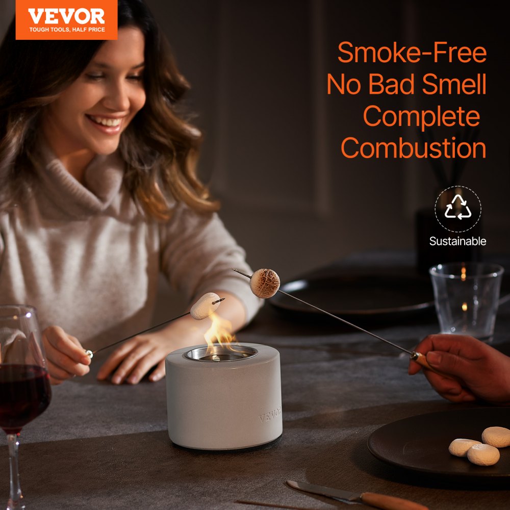 VEVOR Tabletop Fire Pit Bowl Concrete Fireplace Indoor Outdoor Patio Cylinder 