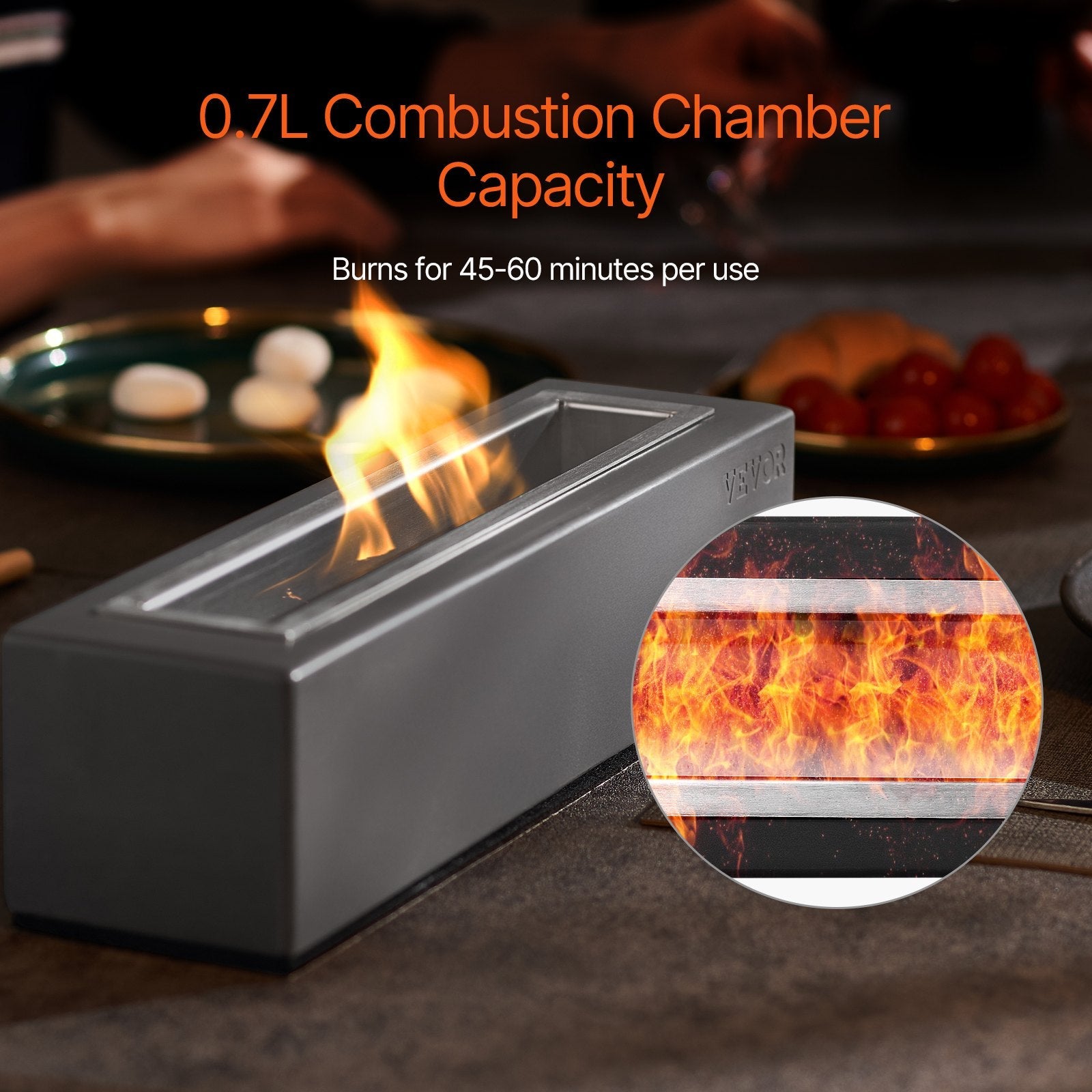 VEVOR Tabletop Fire Pit Bowl 15 inch Concrete Fireplace Indoor Outdoor Patio 