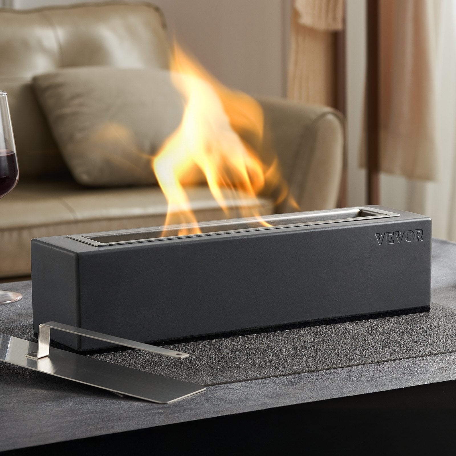 VEVOR Tabletop Fire Pit Bowl 15 inch Concrete Fireplace Indoor Outdoor Patio 