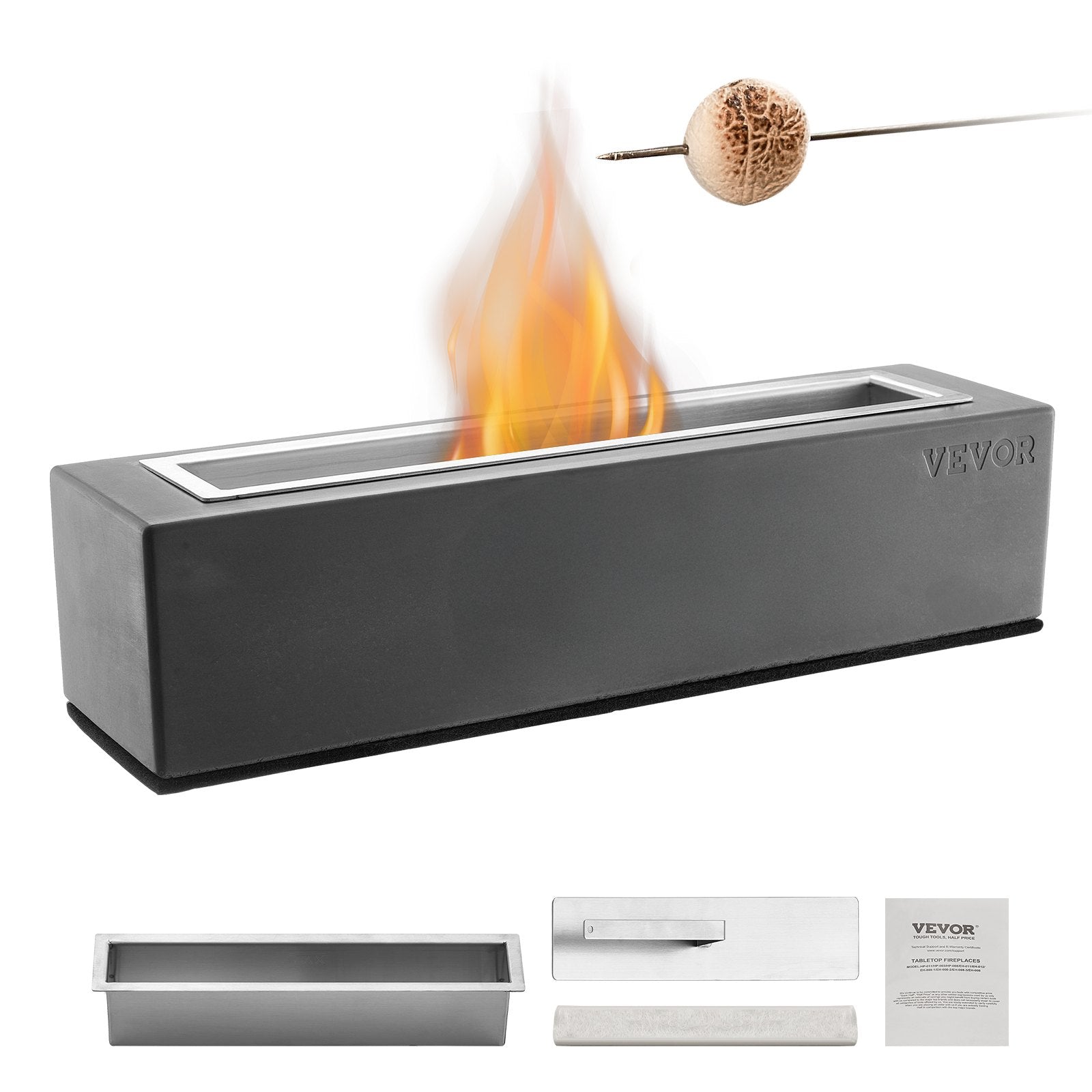 VEVOR Tabletop Fire Pit Bowl 15 inch Concrete Fireplace Indoor Outdoor Patio 