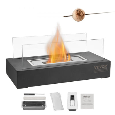 VEVOR Tabletop Fire Pit 14 inch Metal Fireplace Indoor Outdoor with Glass 