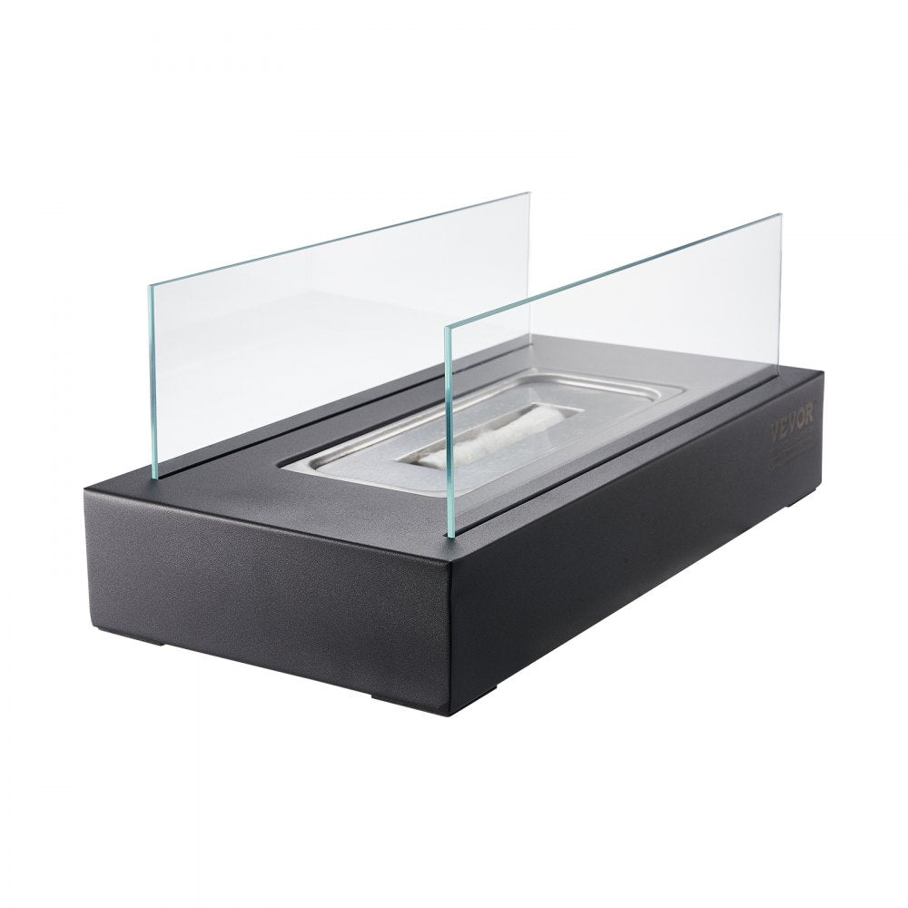 VEVOR Tabletop Fire Pit 14 inch Metal Fireplace Indoor Outdoor with Glass 