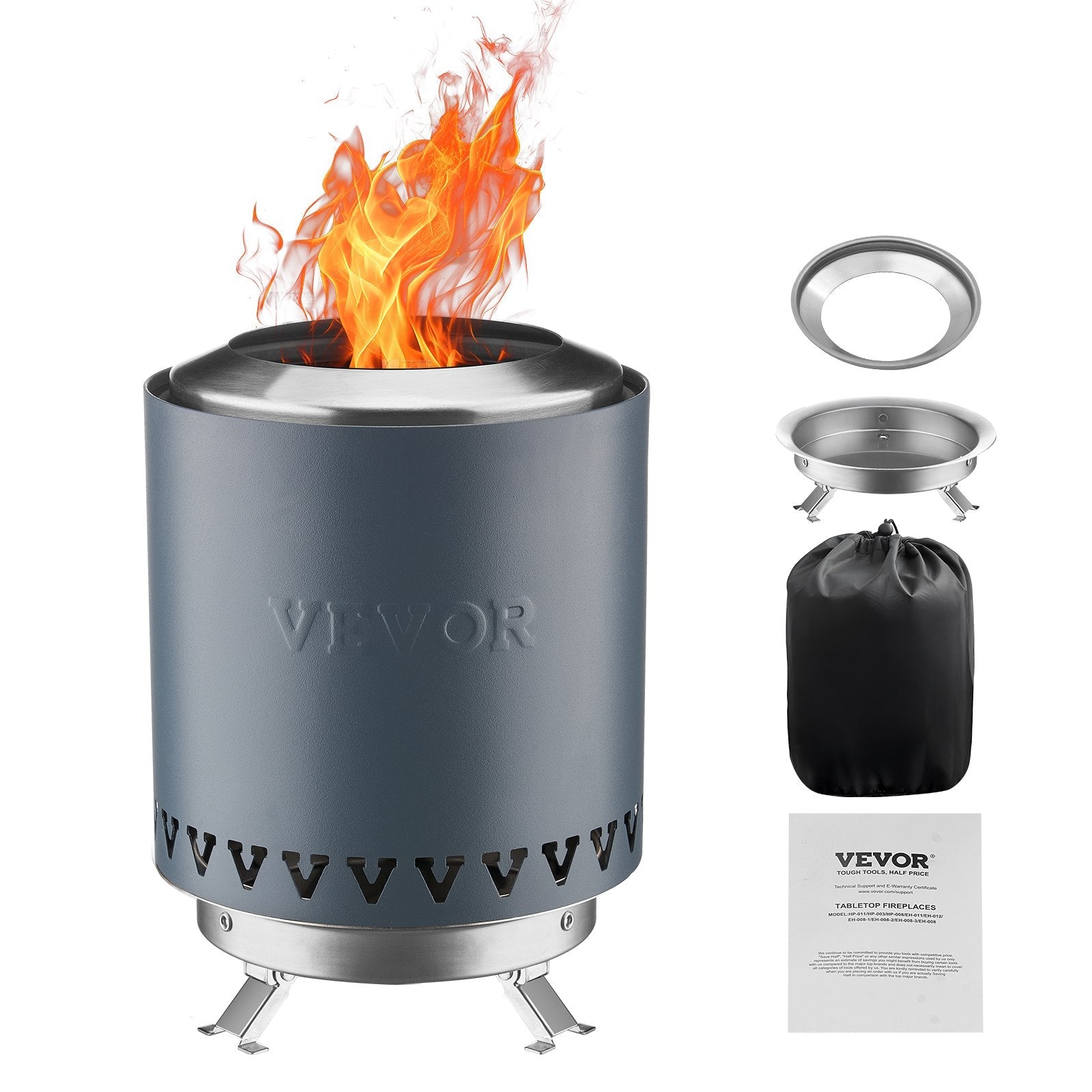 VEVOR Tabletop Fire Pit 6 inch Stainless Steel Fireplace Indoor Outdoor Blue 
