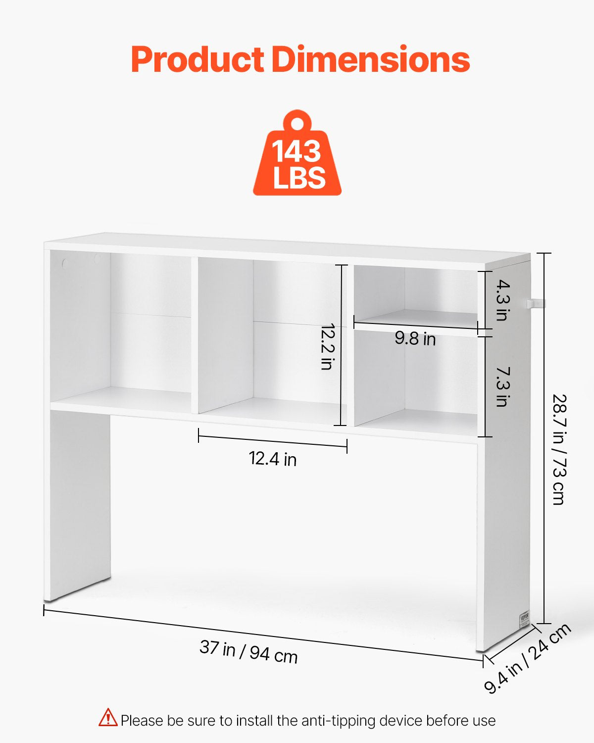 VEVOR Desktop Bookshelf White Desktop Storage Organizer 1-Tier for Office & Home 