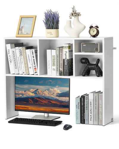 VEVOR Desktop Bookshelf White Desktop Storage Organizer 1-Tier for Office & Home 