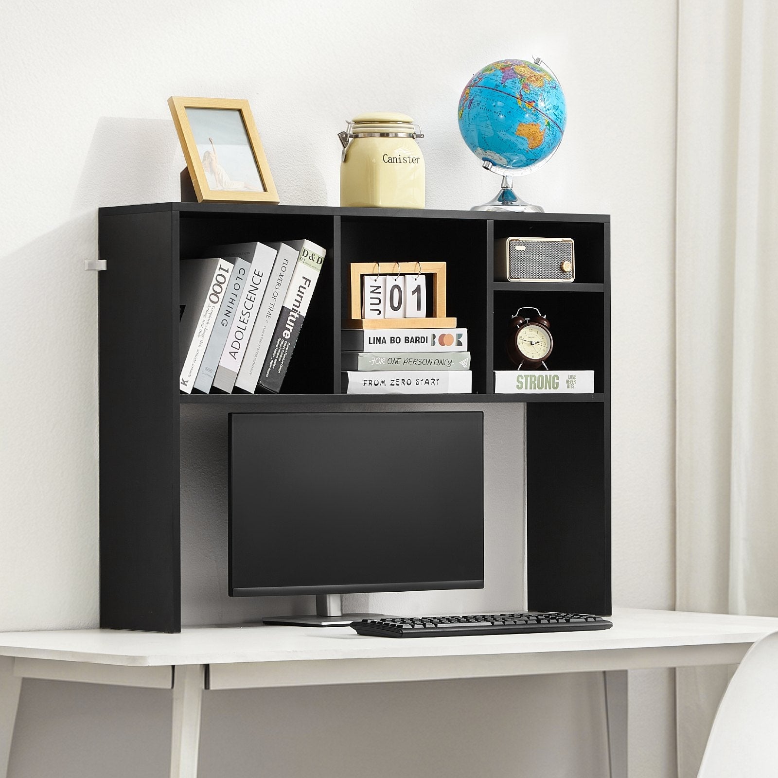 VEVOR Desktop Bookshelf Black Desktop Storage Organizer 1-Tier for Office & Home 