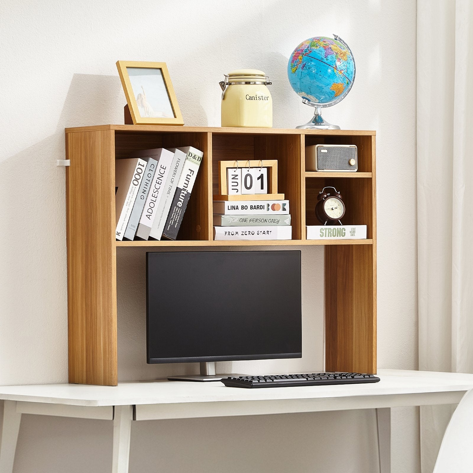 VEVOR Desktop Bookshelf Wood Desktop Storage Organizer 1-Tier for Office & Home 
