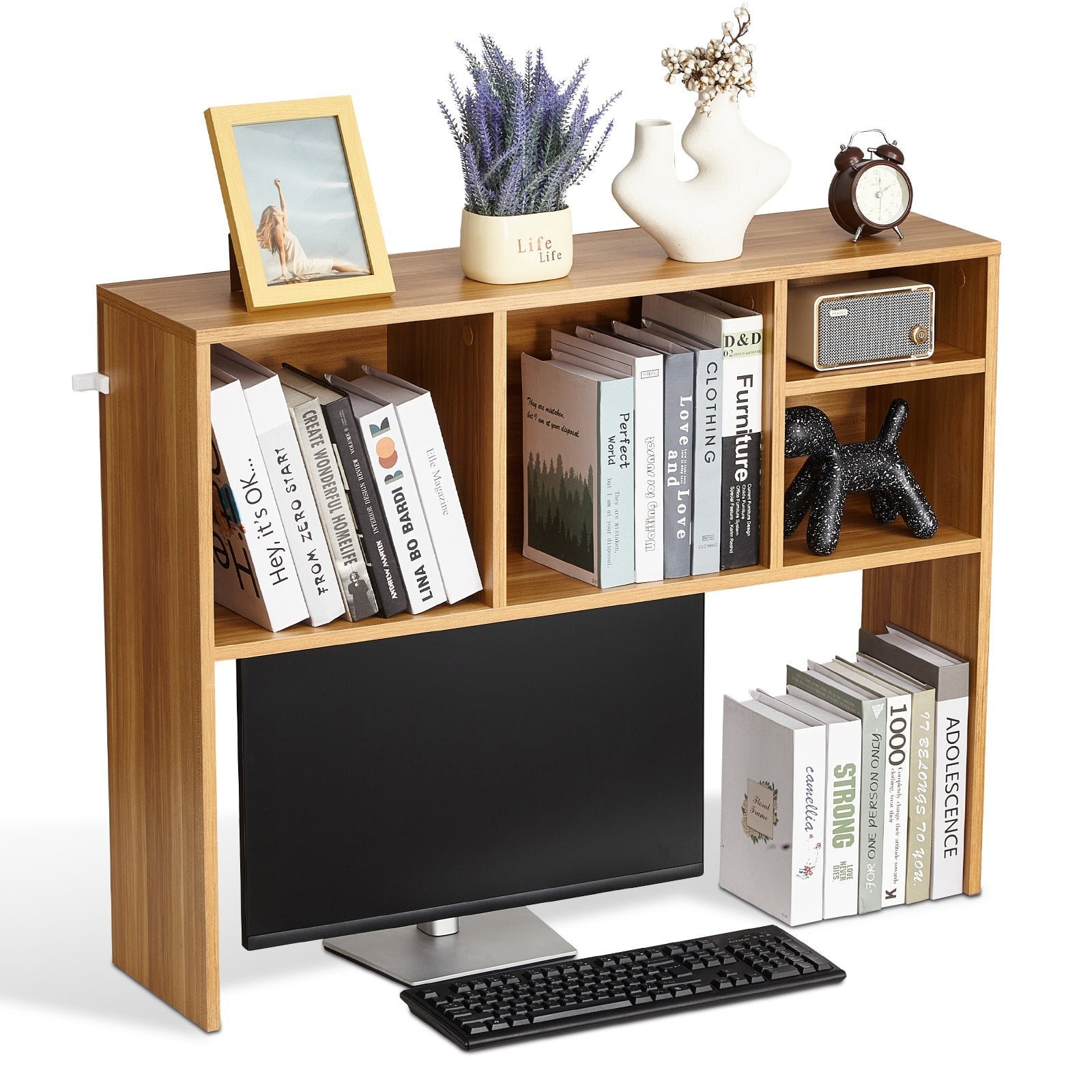 VEVOR Desktop Bookshelf Wood Desktop Storage Organizer 1-Tier for Office & Home 