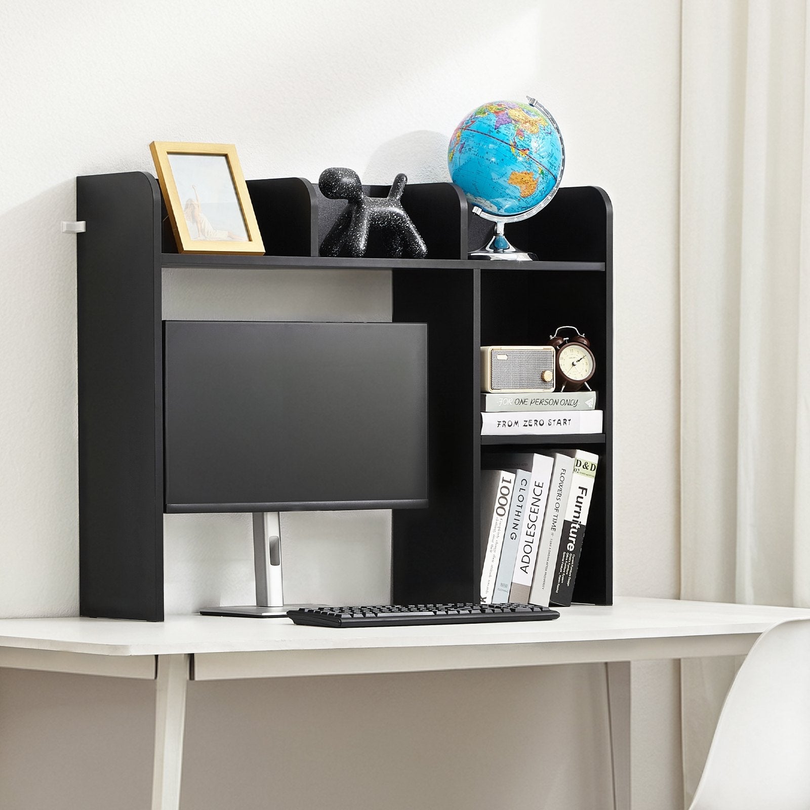 VEVOR Desktop Bookshelf Black Desktop Storage Organizer 2-Tier for Office & Home 