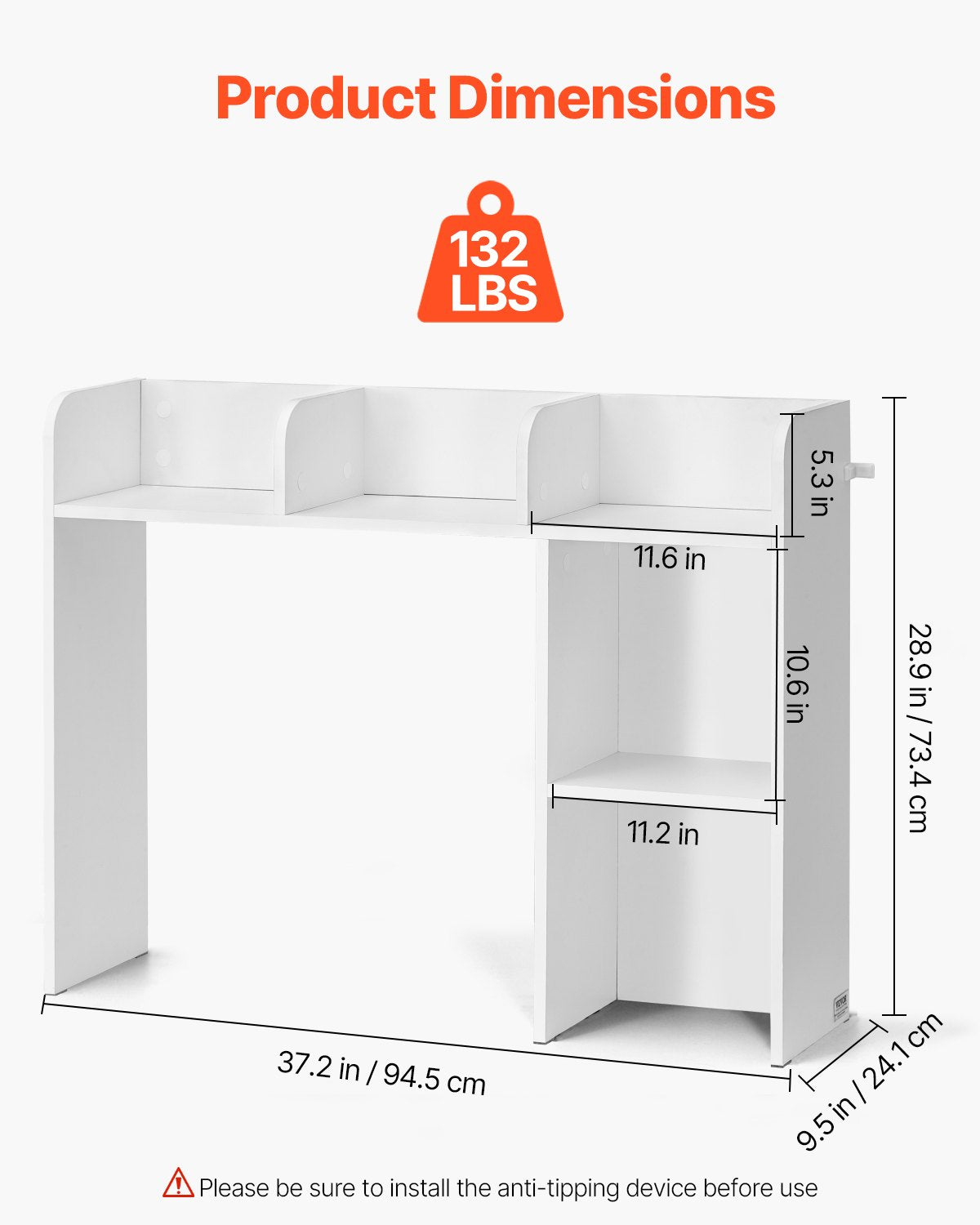 VEVOR Desktop Bookshelf White Desktop Storage Organizer 2-Tier for Office & Home 