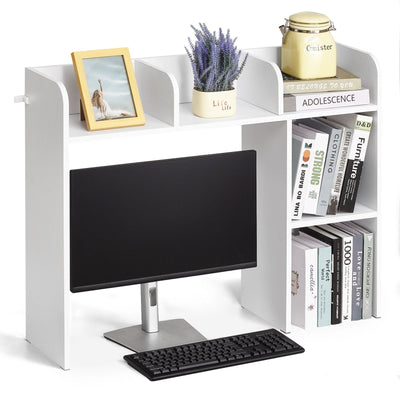 VEVOR Desktop Bookshelf White Desktop Storage Organizer 2-Tier for Office & Home 