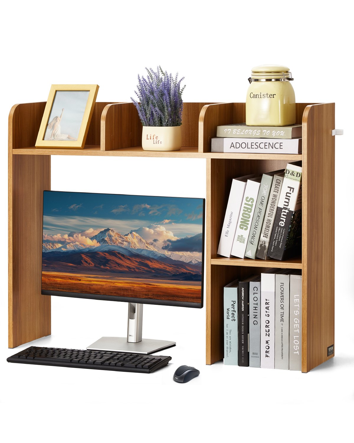 VEVOR Desktop Bookshelf Wood Desktop Storage Organizer 2-Tier for Office & Home 