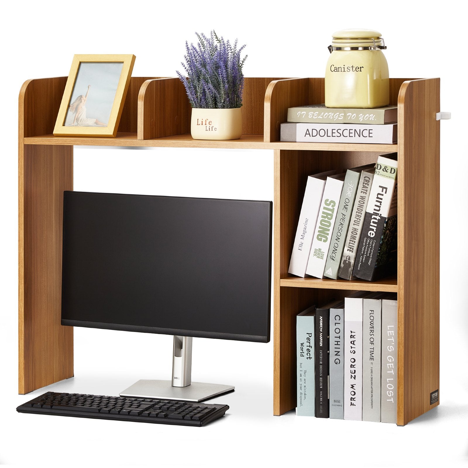 VEVOR Desktop Bookshelf Wood Desktop Storage Organizer 2-Tier for Office & Home 