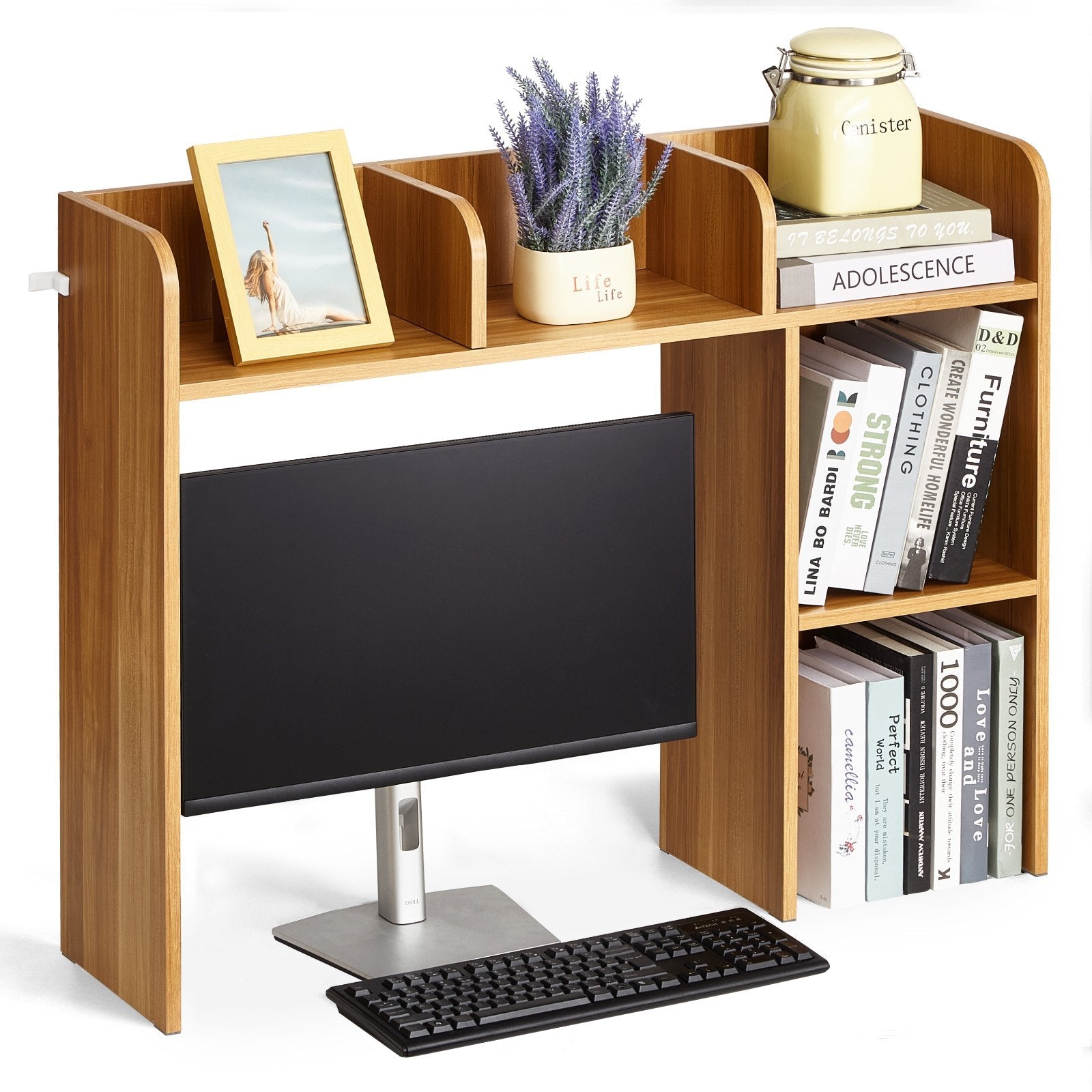 VEVOR Desktop Bookshelf Wood Desktop Storage Organizer 2-Tier for Office & Home 