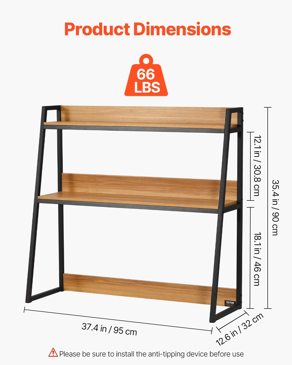 VEVOR Desktop Bookshelf Desktop Storage Organizer 2-Tier for Office and Home 
