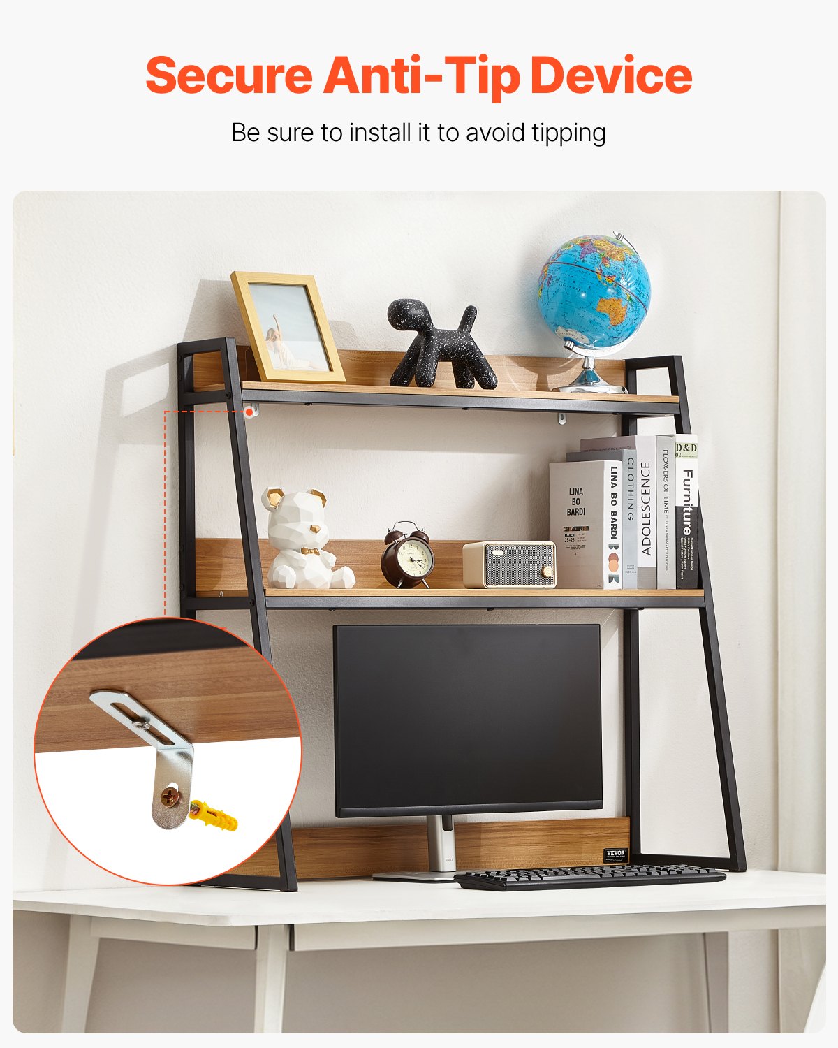 VEVOR Desktop Bookshelf Desktop Storage Organizer 2-Tier for Office and Home 