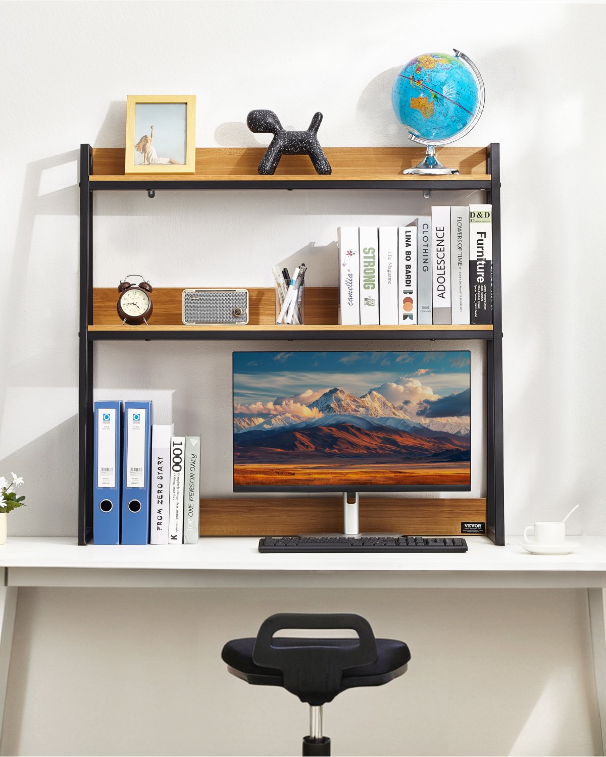 VEVOR Desktop Bookshelf Desktop Storage Organizer 2-Tier for Office and Home 