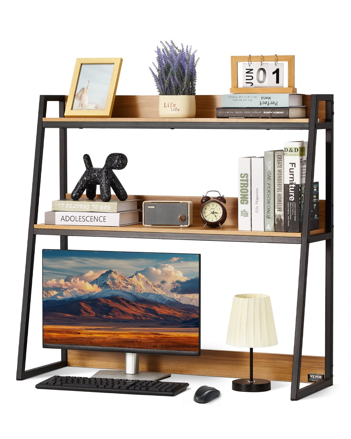 VEVOR Desktop Bookshelf Desktop Storage Organizer 2-Tier for Office and Home 