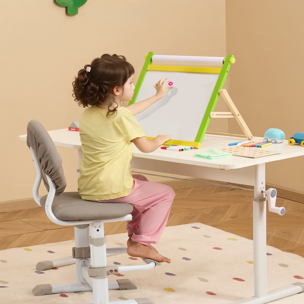 VEVOR 3-in-1 Tabletop Kids Art Easel Double-Sided Magnetic Whiteboard Chalkboard 