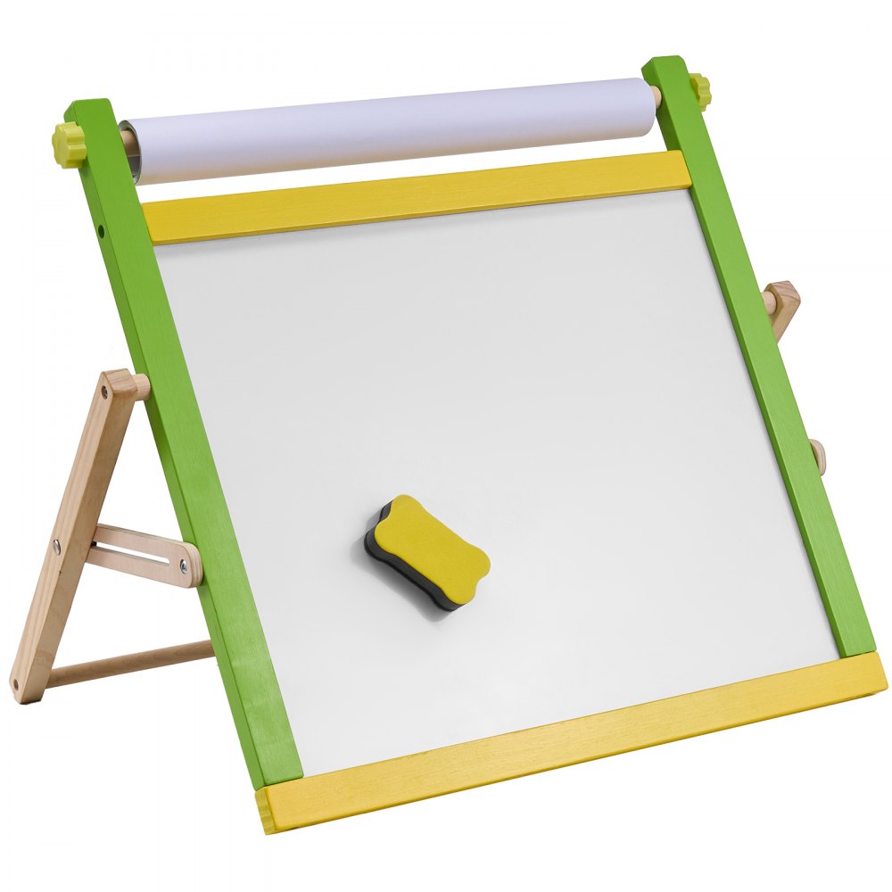 VEVOR 3-in-1 Tabletop Kids Art Easel Double-Sided Magnetic Whiteboard Chalkboard 