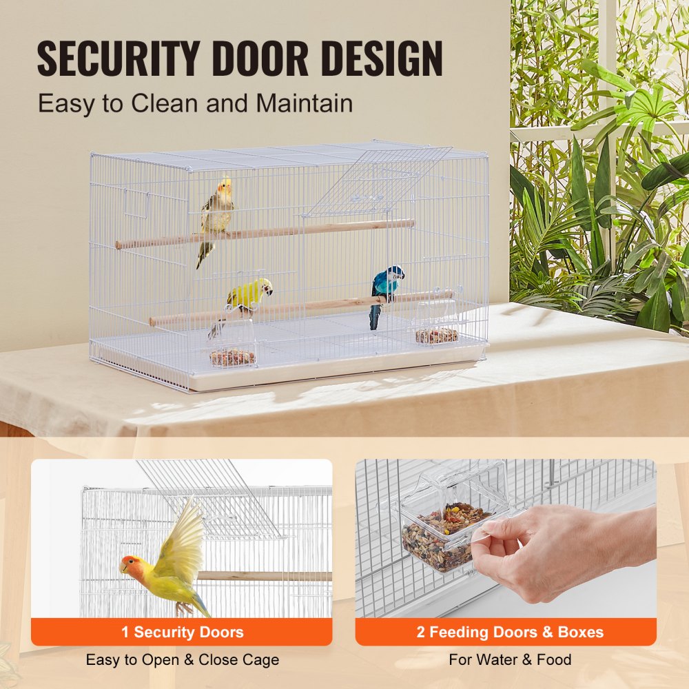 VEVOR Bird Flight Cage 18 in Small Metal Parakeet Cage for Cockatiels White 
