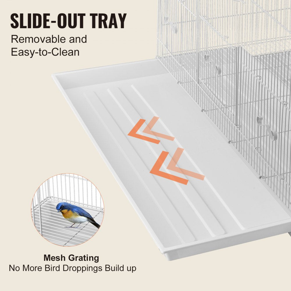 VEVOR Bird Flight Cage 18 in Small Metal Parakeet Cage for Cockatiels White 