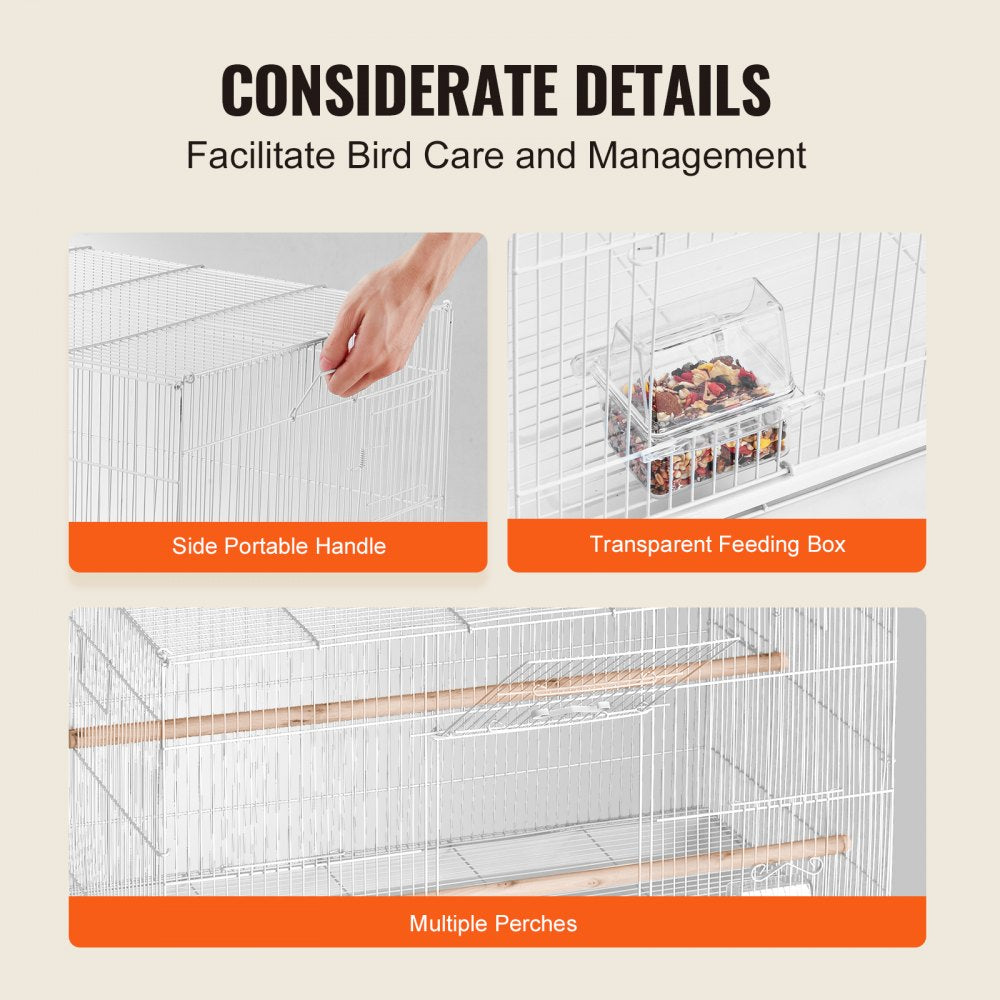 VEVOR Bird Flight Cage 18 in Small Metal Parakeet Cage for Cockatiels White 