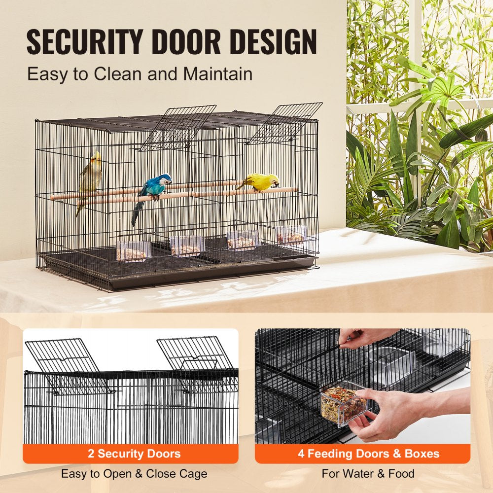 VEVOR Bird Flight Cage with Divider 18 in Small Metal Parakeet Cage Black 