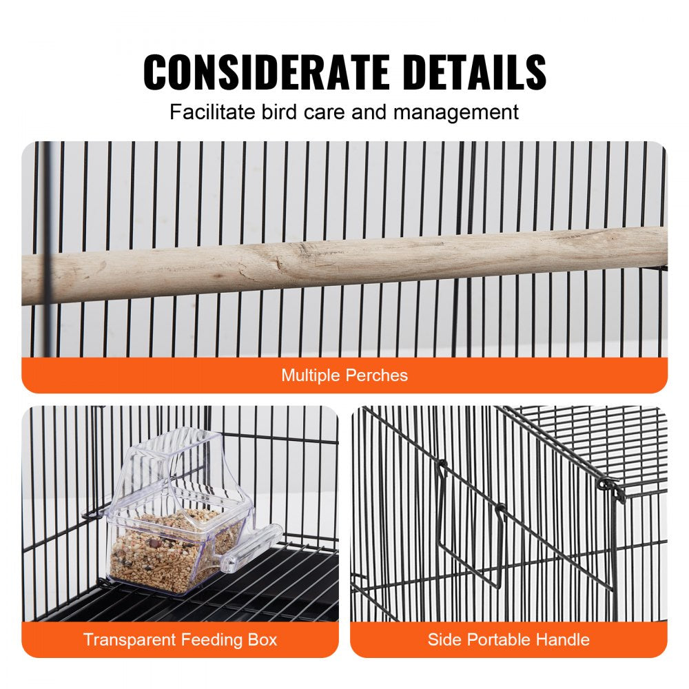 VEVOR 30 inch Bird Cage, Metal Large Parakeet Cages for Cockatiels Small Parrot Budgies Lovebirds Canaries, Pet Bird Cage with Rolling Stand and Tray 