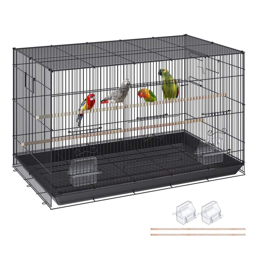 VEVOR 30 inch Bird Cage, Metal Large Parakeet Cages for Cockatiels Small Parrot Budgies Lovebirds Canaries, Pet Bird Cage with Rolling Stand and Tray 