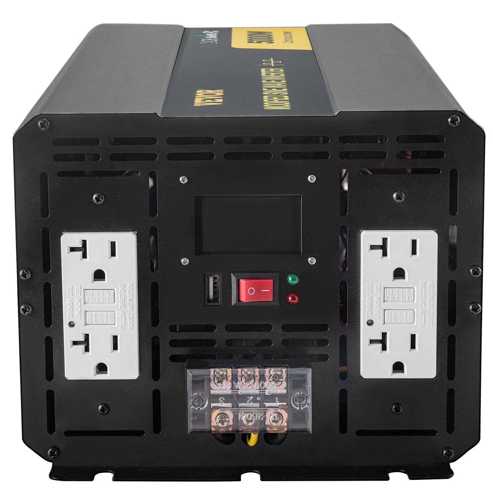 VEVOR Power Inverter, 5000W Modified Sine Wave Inverter, DC 12V to AC 110V Car Converter, with LCD Display, Remote Controller, LED Indicator, GFCI Outlets Inverter for Truck RV Car Boat Travel Camping 