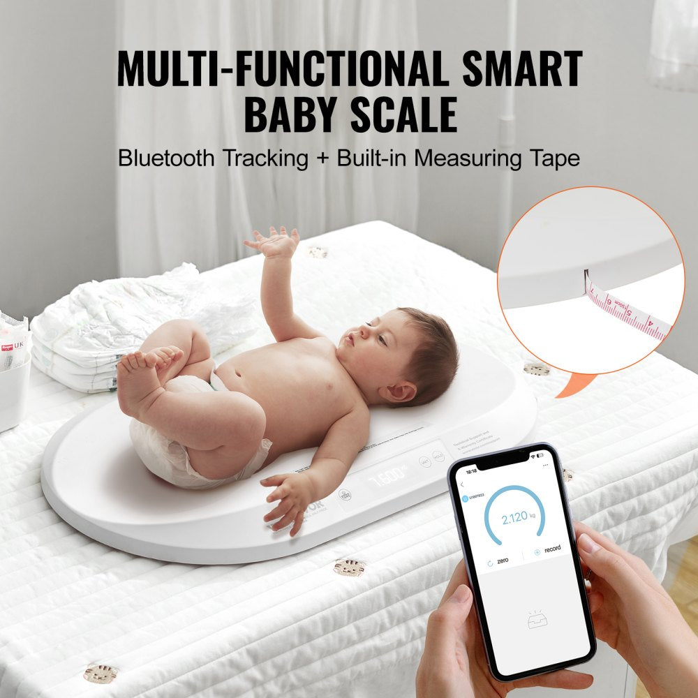 VEVOR Baby Scale Smart Bluetooth Infant Digital Scale with Measuring Tape 88LBS 